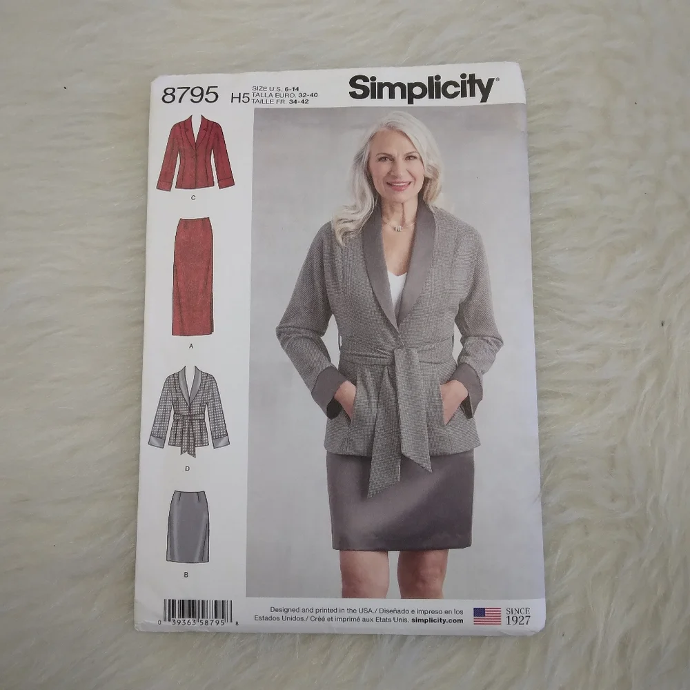 SIMPLICITY 8795 Sz 6-14 Misses Jackert In 2 Variations And Skirt In 2 Lengths